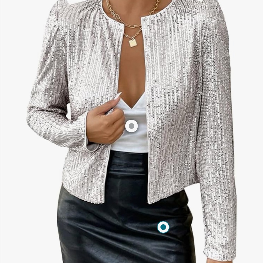 Silver Sequin Open Jacket